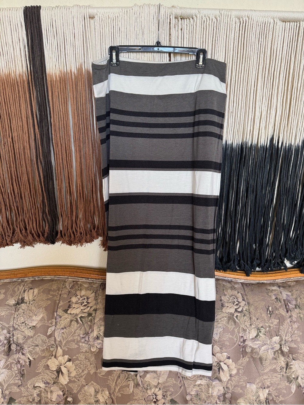Black, white, and gray Mossimo Supply Co. striped maxi skirt; good condition